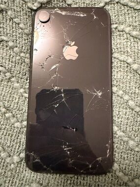 Apple iPhone XR Black Rear Glass Panel - Cracked Back